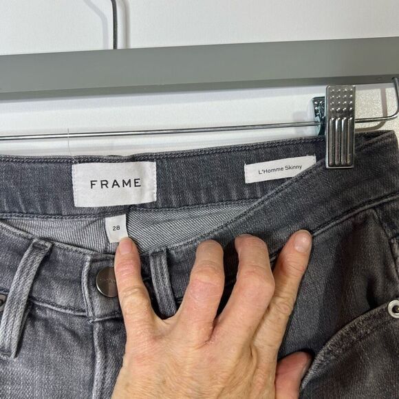 Frame Denim L’ Homme Skinny Jeans Faded Black Gray Denim - Picture 2 of 12